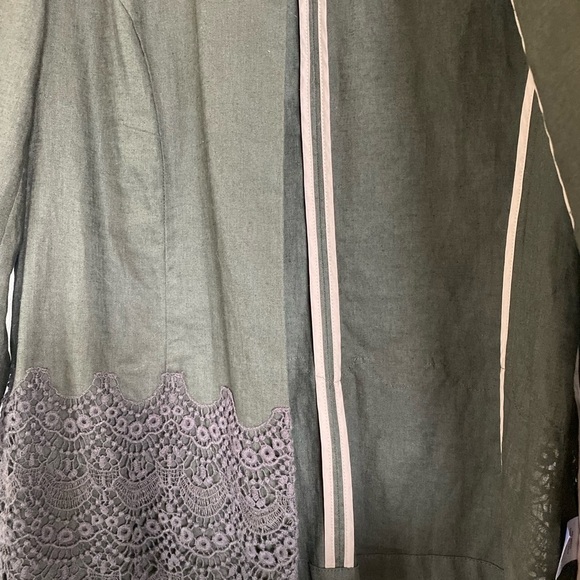 Coldwater Creek Women’s Linen Blend Dark Olive Green Blazer with Lace Trim 14 - Picture 7 of 12